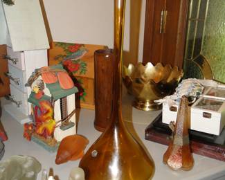 Tall amber glass vase