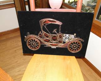 Jalopy Metal String art on black velvet