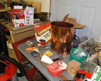 Because all good vintage garbage cans deserved to be displayed with the assorted garage items