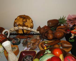 Wood items, more wood items, and some carved items too