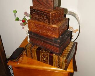 Handcarved wooden boxes