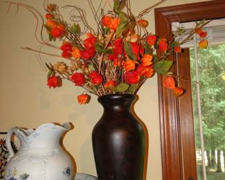 Tall vase, with faux florals