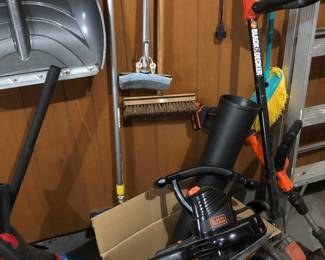 Black and decker, Weedwhacker, black and decker, edger, black and decker, leaf blower, ladder, loads of garden, tools, snow shovels, etc.
