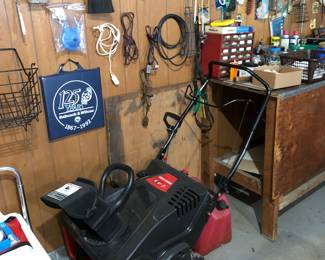 Quality craftsman snowblower. loads of hand, tools, and other garage items.