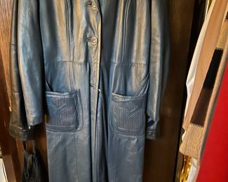 Leather full length coat