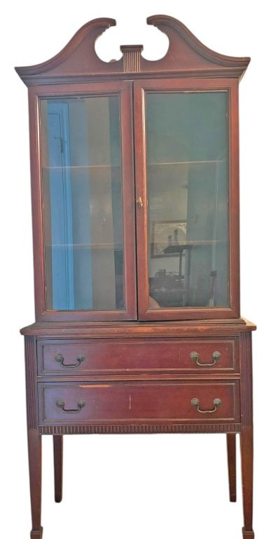 Antique Wood China Display Cabinet