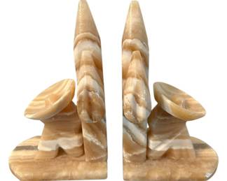 Light Stone Carved Bookends