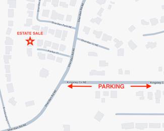 No parking will be available on Parker Pl. Parking will be across the street along Kingsley Cir NE, but please note that space is limited. We highly recommend carpooling or arranging to be dropped off if possible. If you’ve made a purchase, you’re welcome to drive up to the house for convenient pick-up.