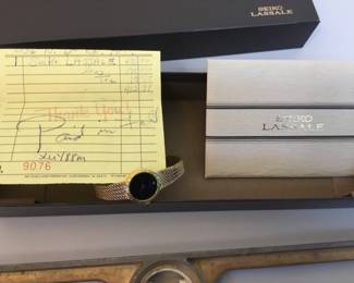 Vintage Seiko Lassale ladies watch with original box & paperwork. Receipt shows purchase price of $400 back in 1990! Feel free to make an offer, sells “As Is”