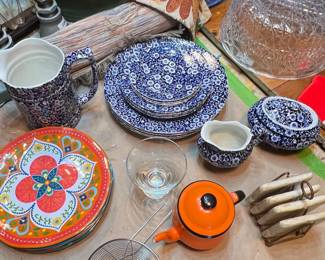 Staffordshire "Blue Calico" dishes