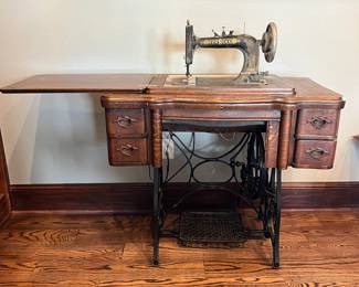 antique New Home treadle sewing machine
