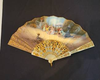 Antique hand painted fan signed D. Gabriel 