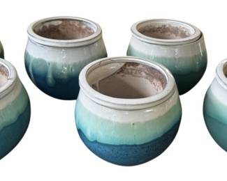 7 Blue Ceramic Planters