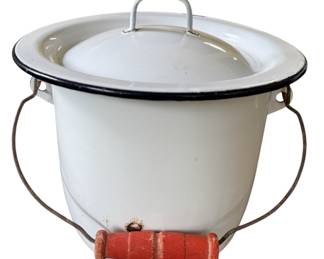 Vintage Enamel Pot with Lid