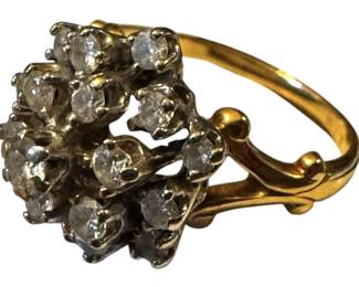 14K Gold Diamond Cluster Ring