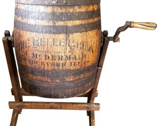 Antique Barrel Butter Churn on Stand