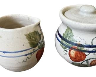 Signed Vintage Cream Sugar Pottery Set
