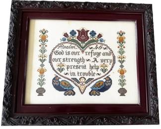 Vintage Framed Cross Stitch Wall Decor