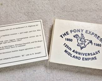 "The Pony Express 1860-1985 125th Anniversary Midland Empire" trivia card deck w/ box