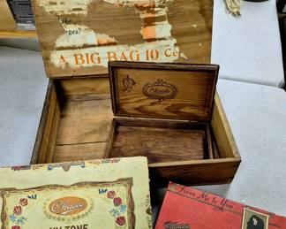 "Chase's Orange Slices" wood countertop display box plus other Chase's Chocolates boxes
