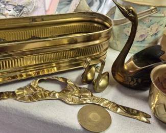 Much brass, copper, sterling and silverplate