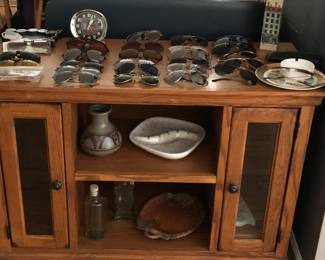 Large TV stand $25 - Lots of vintage sunglasses $1 each unless marked 