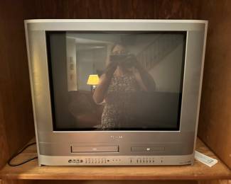 vintage tv with VHS and DVD