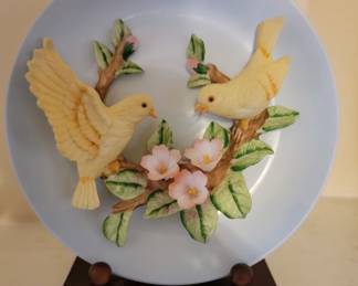 Vintage Jonathan Byron 3D Canary Birds 1988 Collectors Plate Royal Carlton