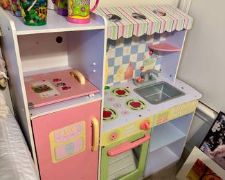 Children's wooden play kitchen set