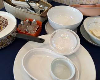 White nesting bowls and serving platters
