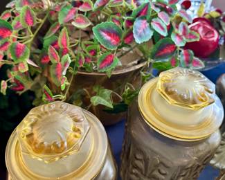 Pair of vintage ceramic canisters with lids