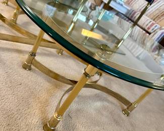 Glass and brass coffee table