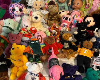 Beanie Babies and sports team plush toys
