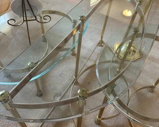Brass and glass oval coffee table