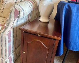 Wooden nightstand end table with storage cabinet