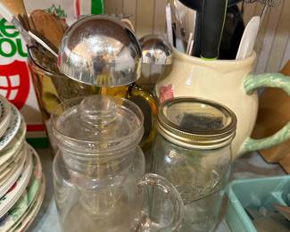 Glass measuring cups and mason jars
