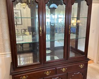 Traditional mahogany china cabinet with glass doors