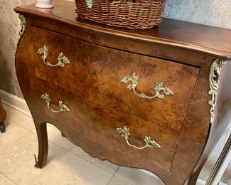 Antique bombe chest with brass hardware
