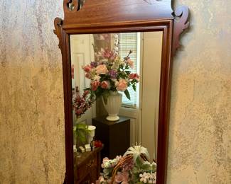 Ornate carved wood wall mirror