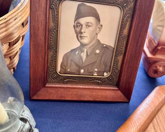 Wooden picture frame with vintage photo
