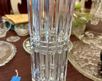Pair of clear cut glass vases