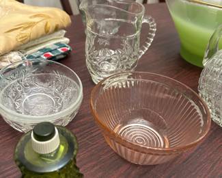 Collection of vintage glass dessert dishes and bowls