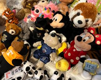 Disney plush toys and assorted stuffed animals