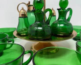 101 StarburstEmeraldGloGlassCaddyCupsCavalierMidCentury