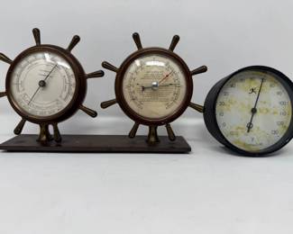 41 SwiftAndersonDoubleShipWheelBarometerThermometer