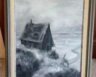 19 OriginalAcrylicBeachCabinPaintingSilverFramebyDunnington