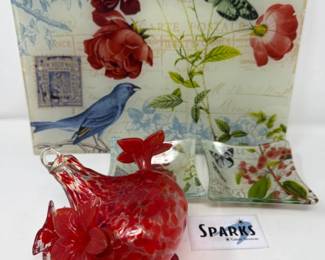 28 GlassTrayDishesHandblownHummingbirdFeeder