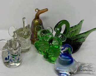 112 7GlassFigurinesElephantsBearsBirds