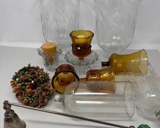 280 VintageCandleHoldersSilverSnufferEtchedPillarVases