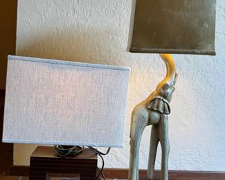 9 ElephantLampWithMetalShadeBlockWoodLamp